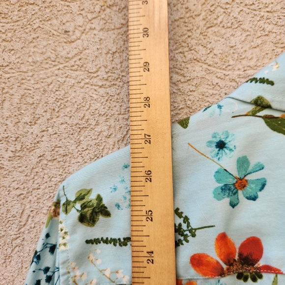 COLDWATER CREEK Women's Blouse Plus Size 1X Green Floral Garden 3/4 Sleeve - Picture 8 of 9